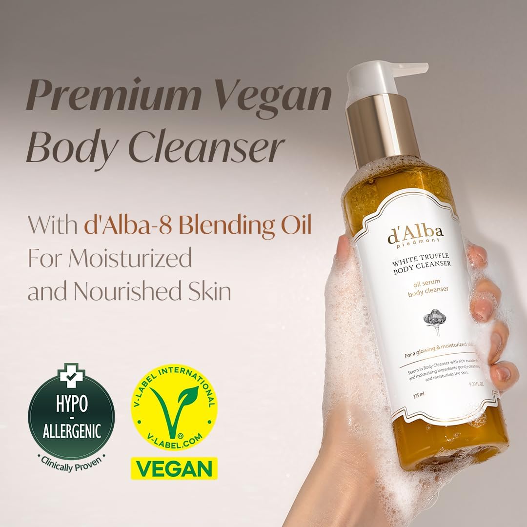 d'Alba White Truffle Oil Body Cleanser 275ML | Hydrating Vegan Body Wash