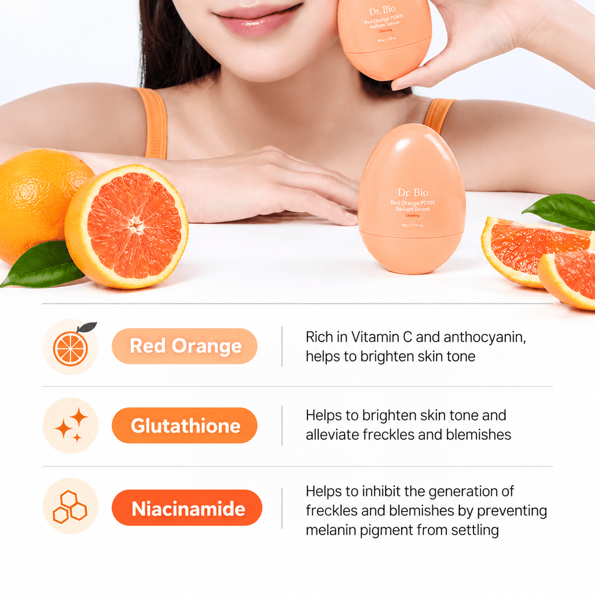 Dr.Bio Red Orange PDRN Radiant Serum 50G | Brightening & Hydrating Korean Face Serum