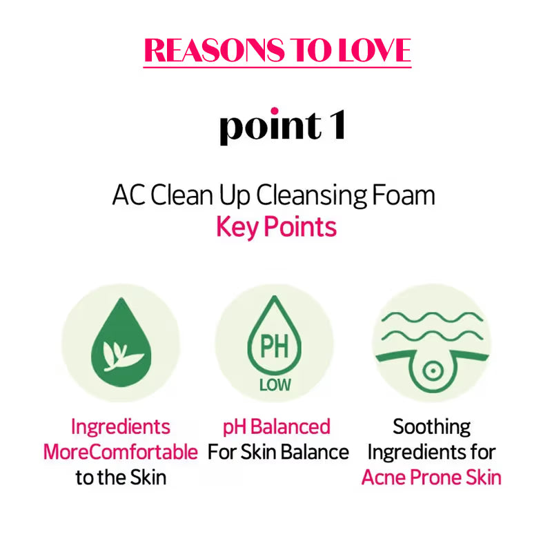 Etude AC Clean Up Cleansing Foam Tea Tree Madecassoside 150ML
