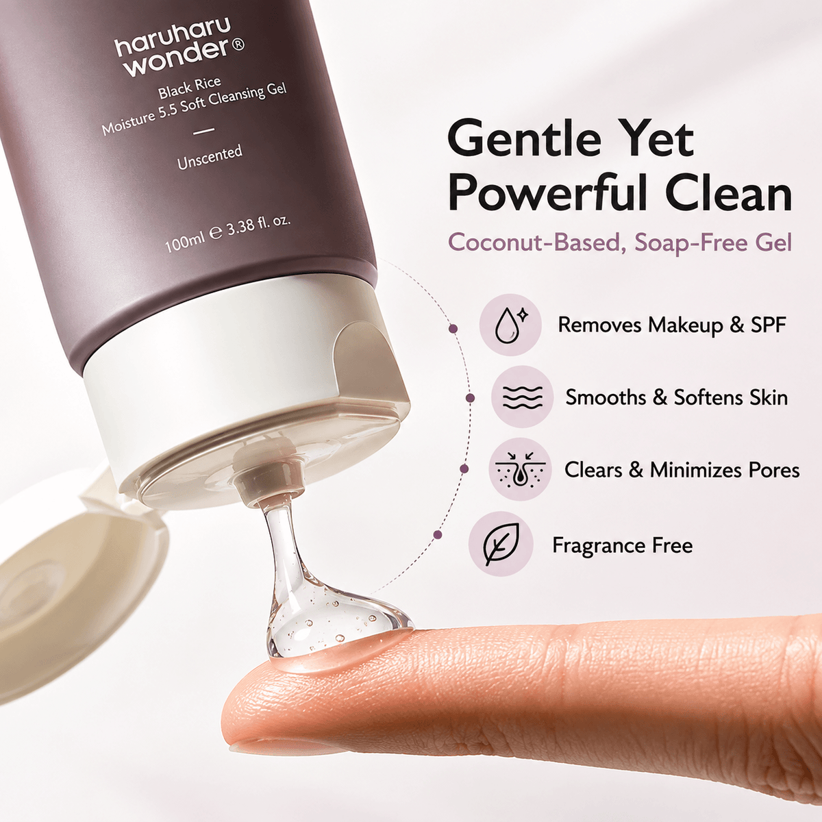 Haruharu Wonder Black Rice Moisture 5.5 Soft Cleansing Gel 100 ML | Korean Gentle Hydrating Face Cleanser for Sensitive Skin