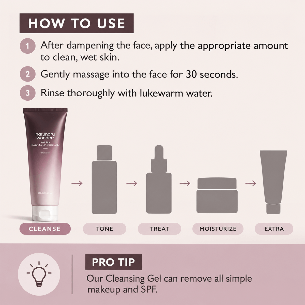 Haruharu Wonder Black Rice Triple AHA Gentle Cleansing Gel 100ML | Exfoliating Korean Face Cleanser
