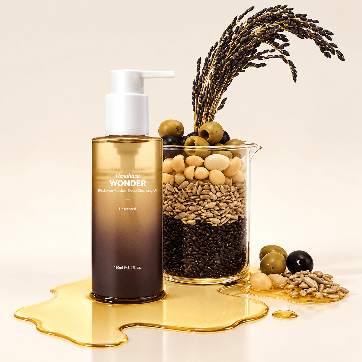 Haruharu Wonder Black Rice Moisture Deep Cleansing Oil 150ML | Hydrating Korean Facial Cleanser