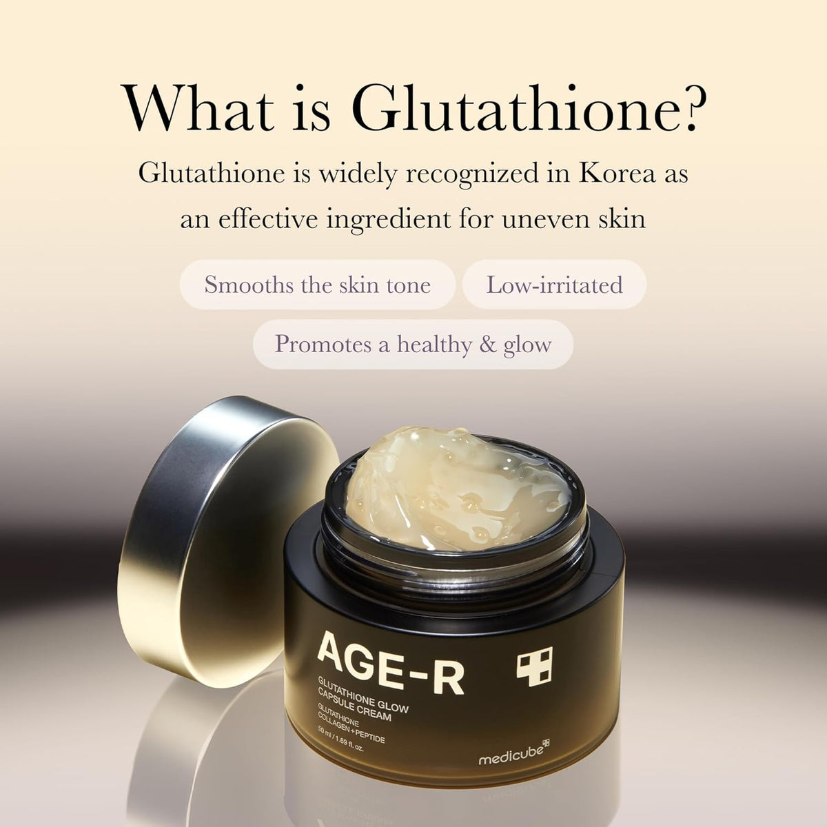 Medicube AGE-R Glutathione Glow Capsule Facial Cream - Instant Lifting Moisturizer - Collagen Peptide For Hydrating Glow