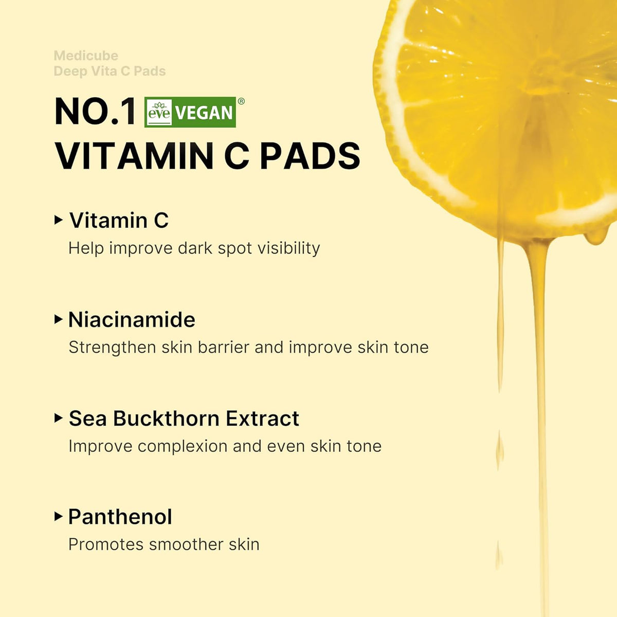 Medicube Deep Vita C Facial Pads 70 Pads | Vitamin C Brightening Toner Pads for Uneven Skin Tone