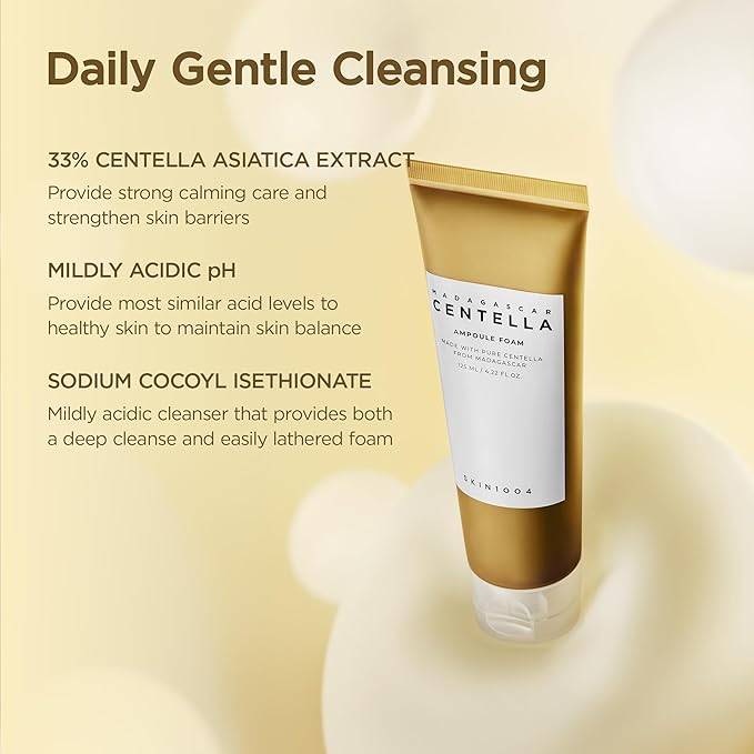 Rich soft foam texture of SKIN1004 cleanser for gentle deep cleansing without dryness