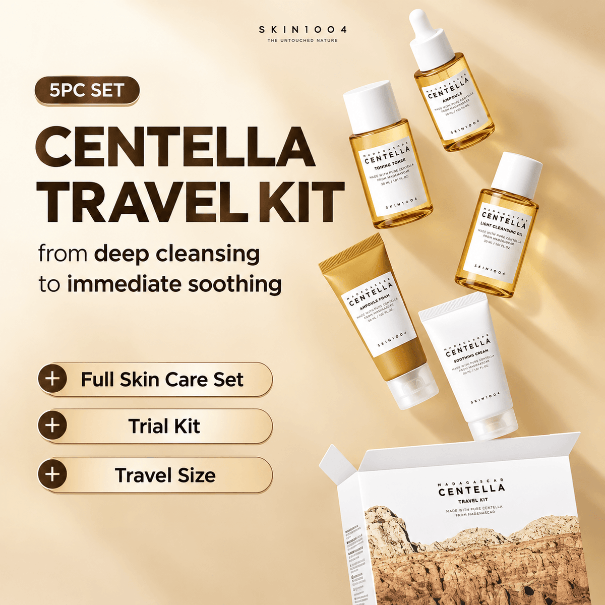 SKIN1004 Madagascar Centella Travel Kit | Soothing Korean Skincare Mini Set