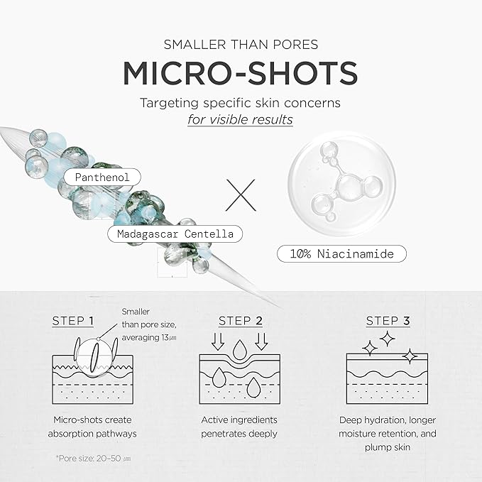 Spicule micro shot technology in SKIN1004 niacinamide ampoule for deeper absorption and skin improvement