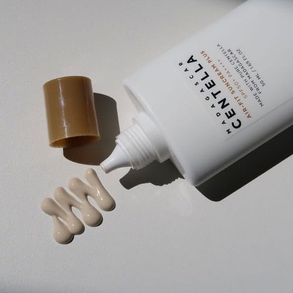 Lightweight non greasy texture of SKIN1004 SPF50 sunscreen with minimal white cast for daily outdoor protection