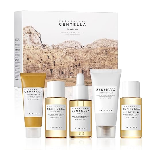 All products included in Hyalu Cica travel kit displayed together